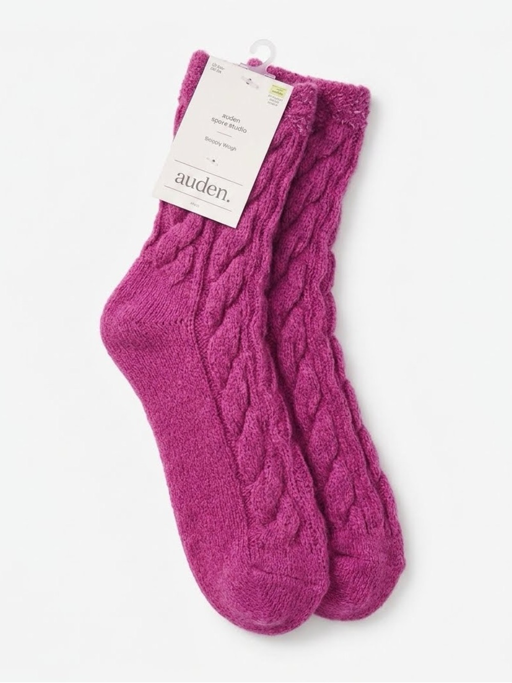 Auden Crew Socks Cozy Cable Chenille Light Blue Womens Size 4-10 2 Pairs